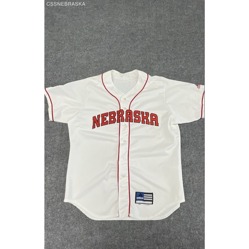 Adidas White Nebraska Huskers Baseball Jersey White Button Up NCAA Men's - 50